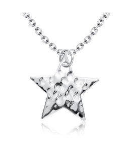 Star Flat Stencil Shaped Silver Necklace SPE-5264